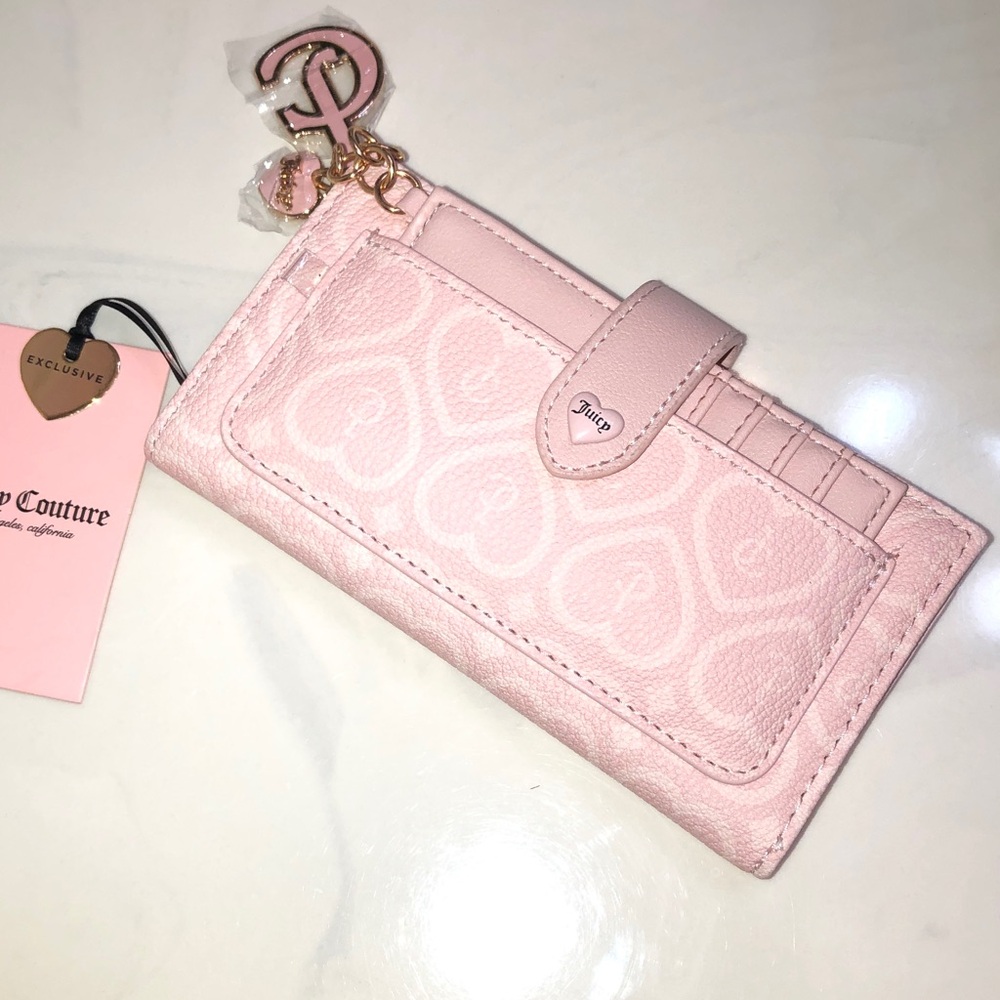 Juicy Couture Pink Clay The Bubble Pop Large Bifold + Pullout Card Case NWT - Picture 15 of 16